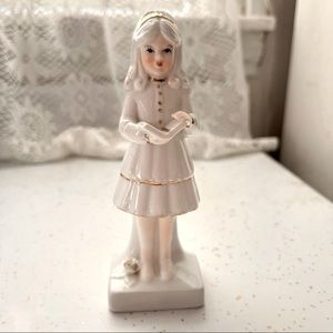TOMA Porcelain Girl Figurine Reading Book